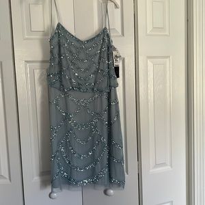 Aidan mattox spaghetti strap blouson cocktail dress